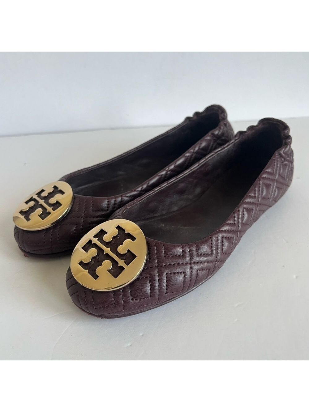 Tory Burch Quilted Minnie Nappa Leather Travel Ballet Flats size 6